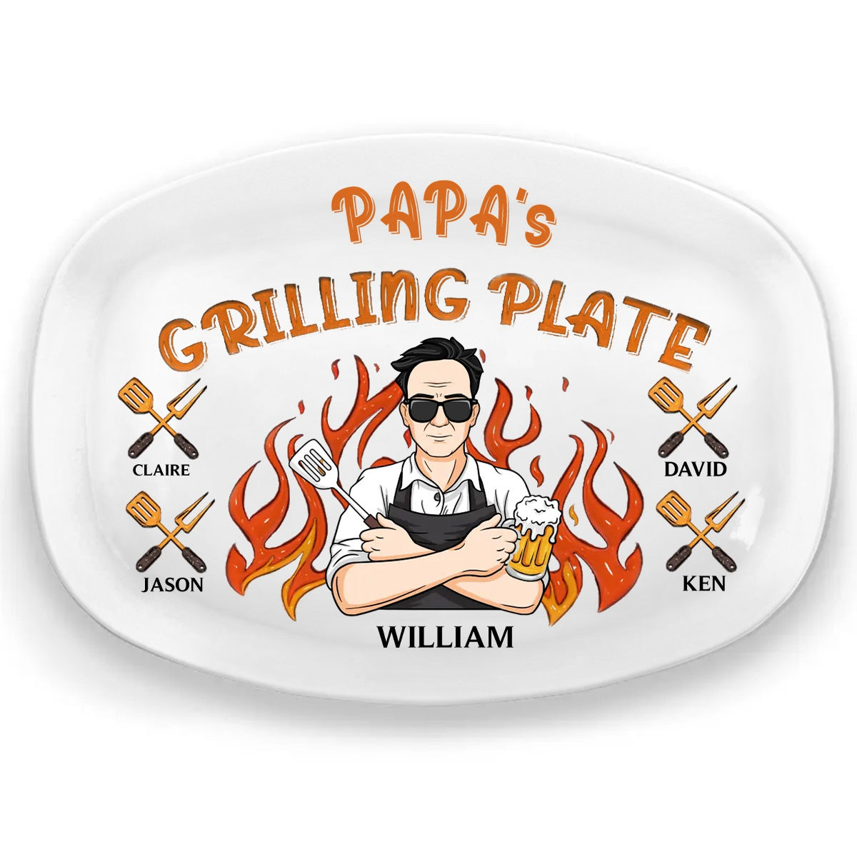 The King Of The Kitchen - Family Personalized Platter - Father's Day, Gift For Dad, Grandpa