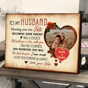 Meeting You Was Fate With Roses And Heart, Classic Personalized Poster, Gift For Husband, Wife