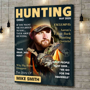 Personalized Hunter Magazine Cover Canvas Poster Custom Gift For Hunter, Hunting Gift For Man
