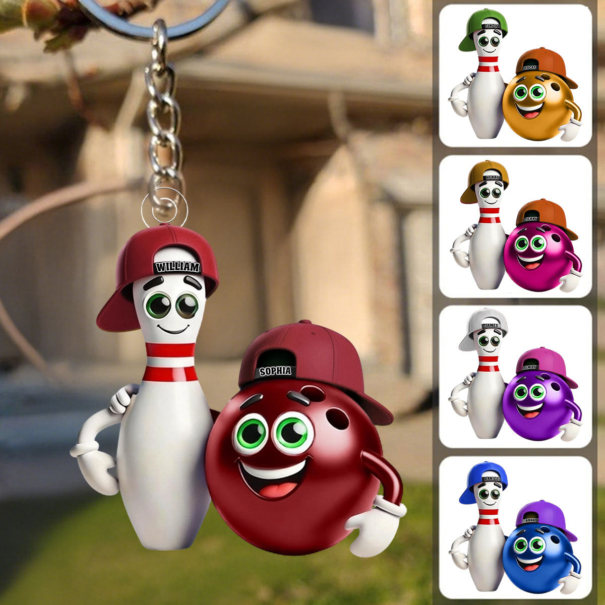 Custom Name Bowling Personalized Acrylic Keychain Gift For  Bowling Lover