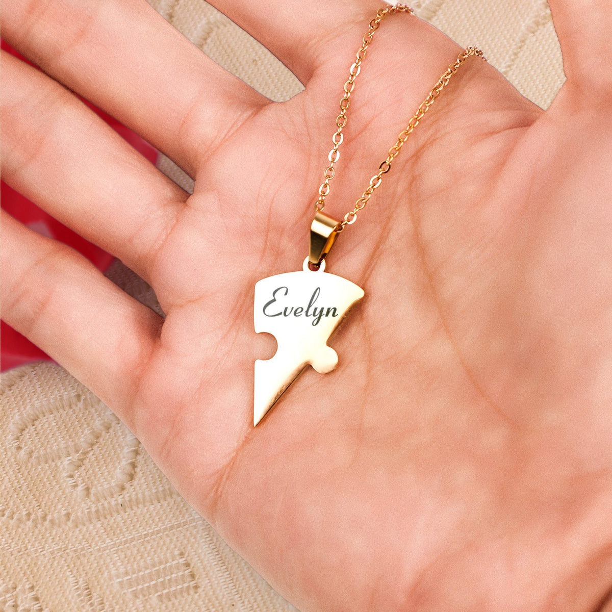 Friendship Puzzle Hearts - Personalized Heart Puzzle Name Necklace Gift For Besties, Friends