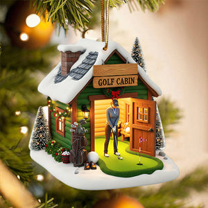 Golf Cabin Christmas Ornament - Personalized Gift For Golfers
