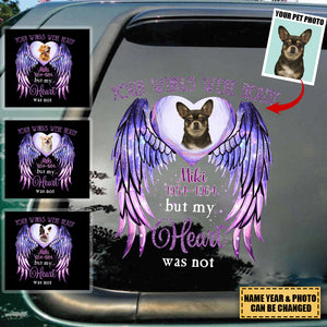 Personalized Sparkling Violet Upload Image Heart Wings, Your Wings Were Ready But My Heart Was Not Car Sticker