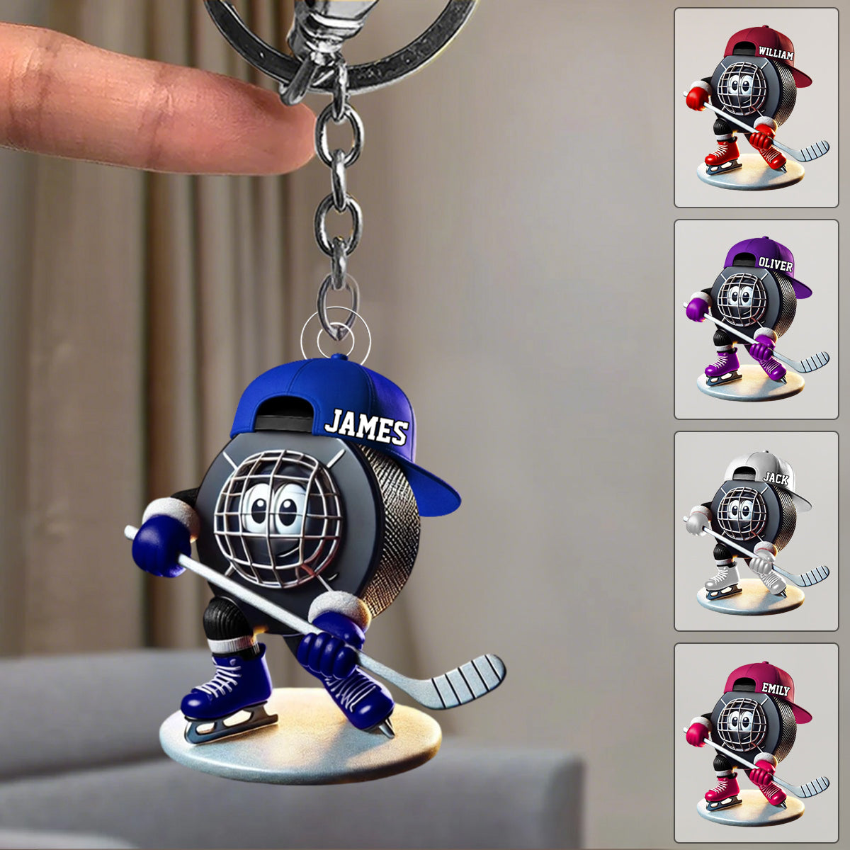 Personalized Ice Hockey Name Keychain For Hockey Fans, Ice Hockey Lover