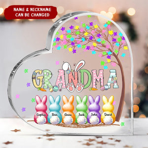 Personalized Easter Grandma's Colorful Tree Heart-Shaped Acrylic Plaque