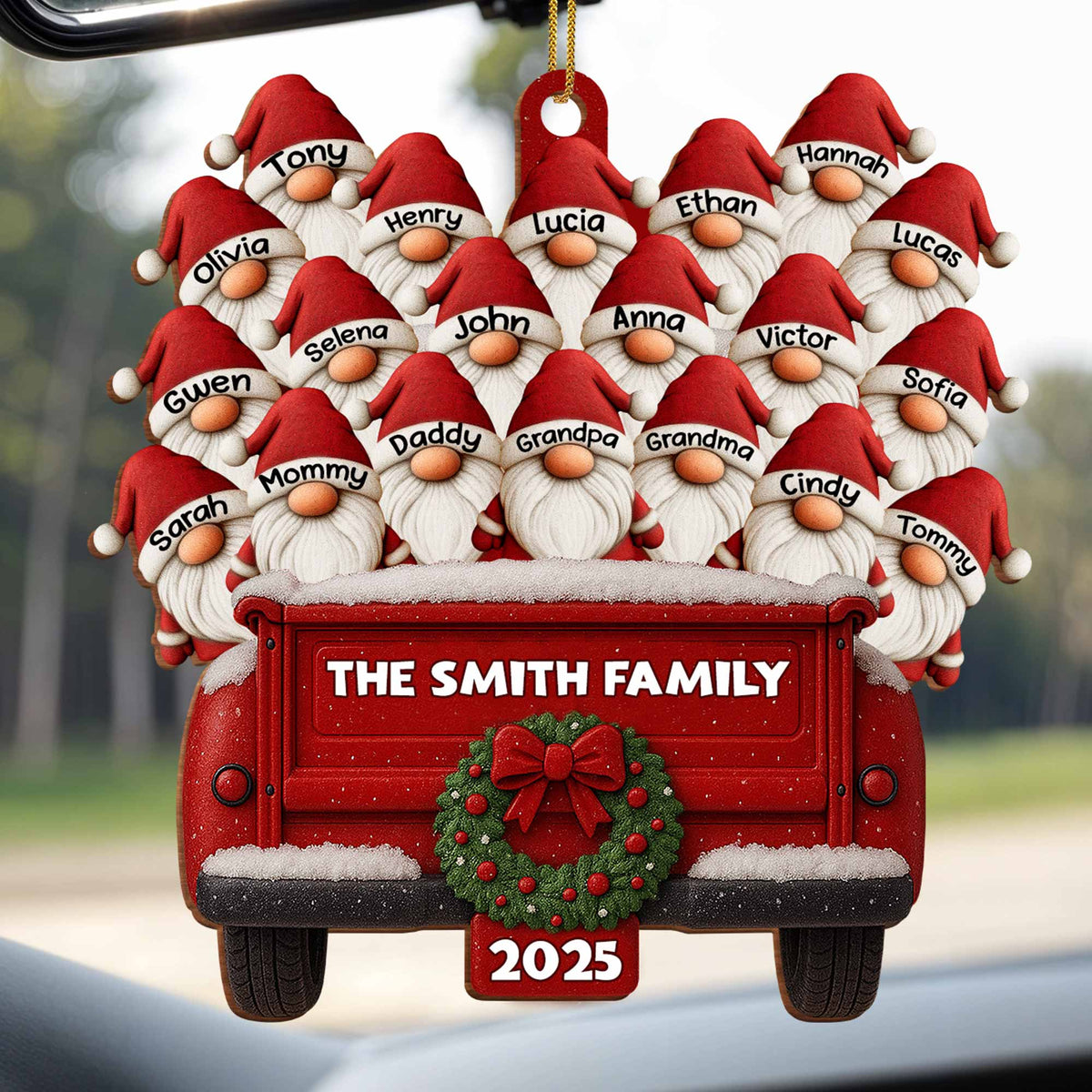 Family Vintage Truck Christmas Ornament,Personalized Custom Wood Ornament