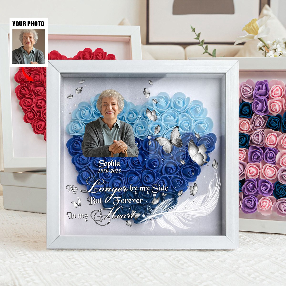 Personalized Butterfly Memorial Flower Shadow Box