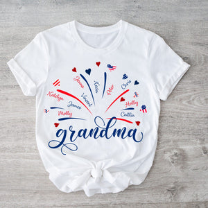 Personalized Firework Grandma And Kids Pure Cotton T-Shirt
