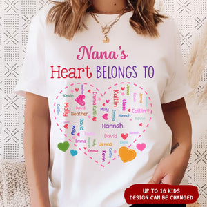 Personalized Gift For Grandma Heart Belongs To Pure Cotton T-Shirt