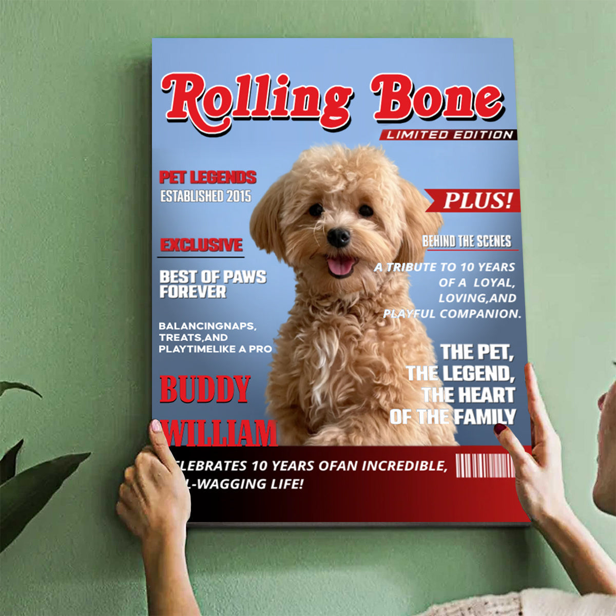 Pet Magazine Cover, Custom Pet Portrait Photo Canvas, Personalized Dog Lover Gift