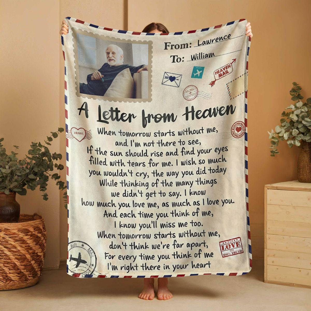 Personalized Memorial Blanket,A letter From Heaven Remembrance Fleece Blanket, Memorial Sympathy Gift for Loss of Loved Ones