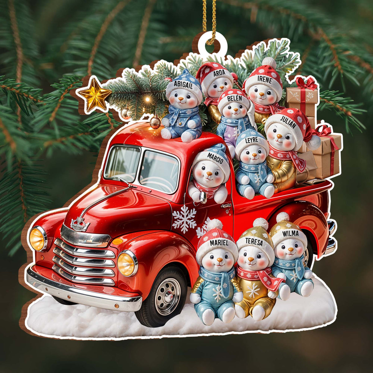 Wishing You A Merry Christmas - Family Personalized Custom Wood Ornament