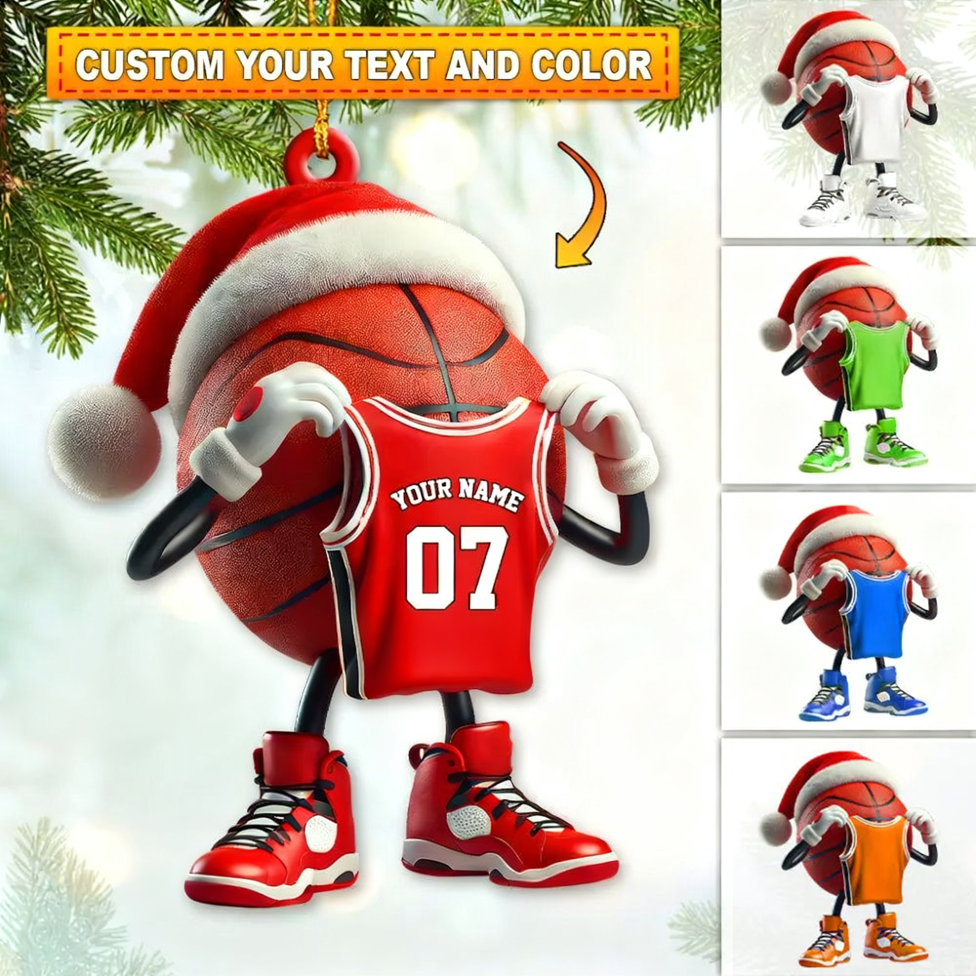 Custom Name Basketball Personalized Acrylic Ornament Basketball Lover Christmas Gift