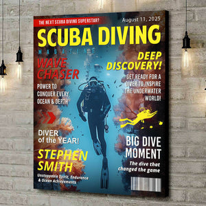 Personalized Scuba Diving Magazine Cover, Custom Scuba Diving Dad Gift, Scuba Diving Lover Gift
