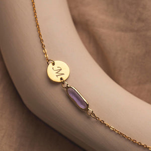Birthstone with Initials - Personalized Birthstone Jewelry, Birthday Gift, Friendship Bracelet