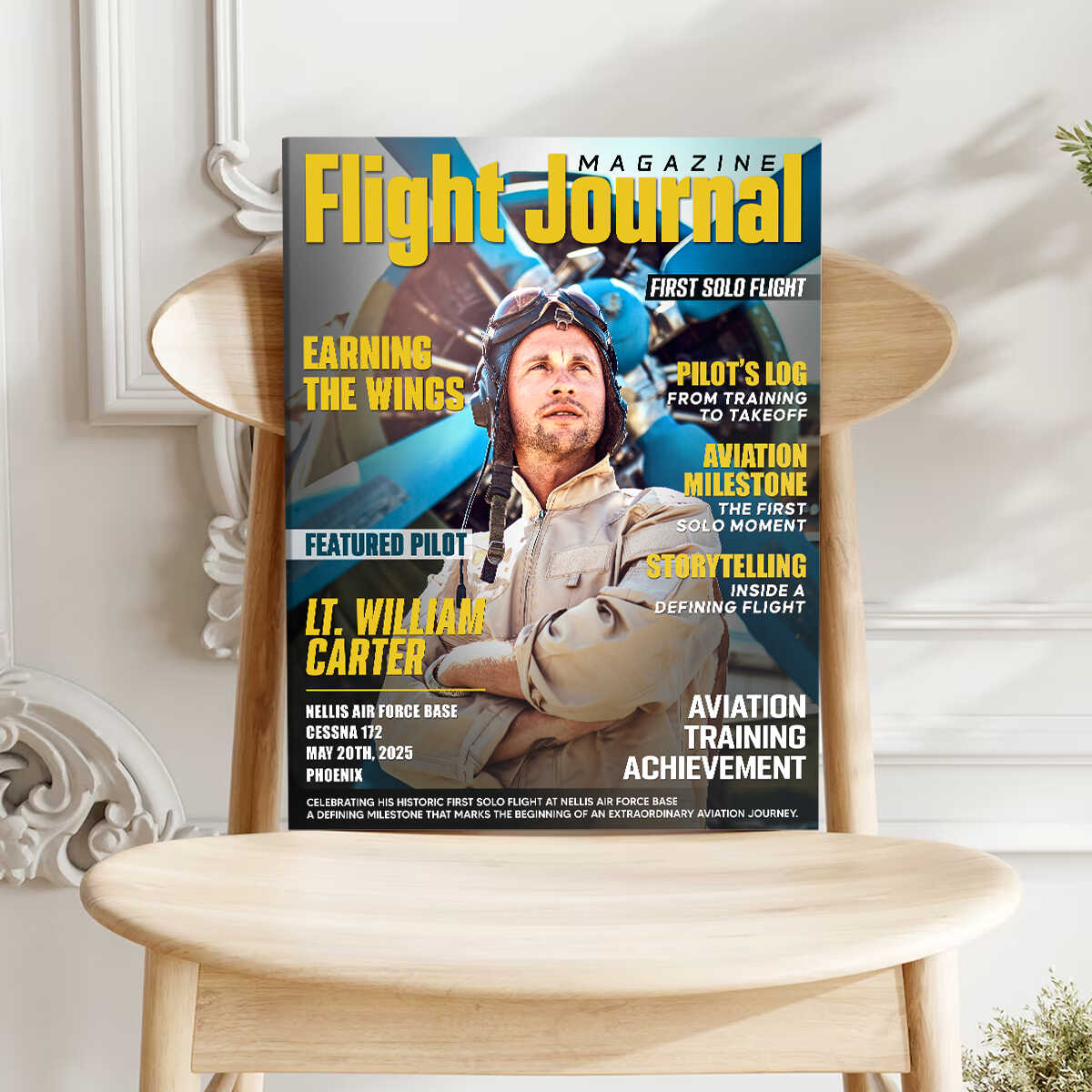 Personalized Flight Journal Magazine Cover Canvas, Gift For Pilot, Aviation Gift, Unique Gift For Aviation Lovers