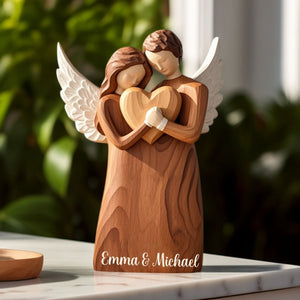 Personalized Heaven Angel Wings Hug Memorial Acrylic Plaque,Loss Of Loved One Gift