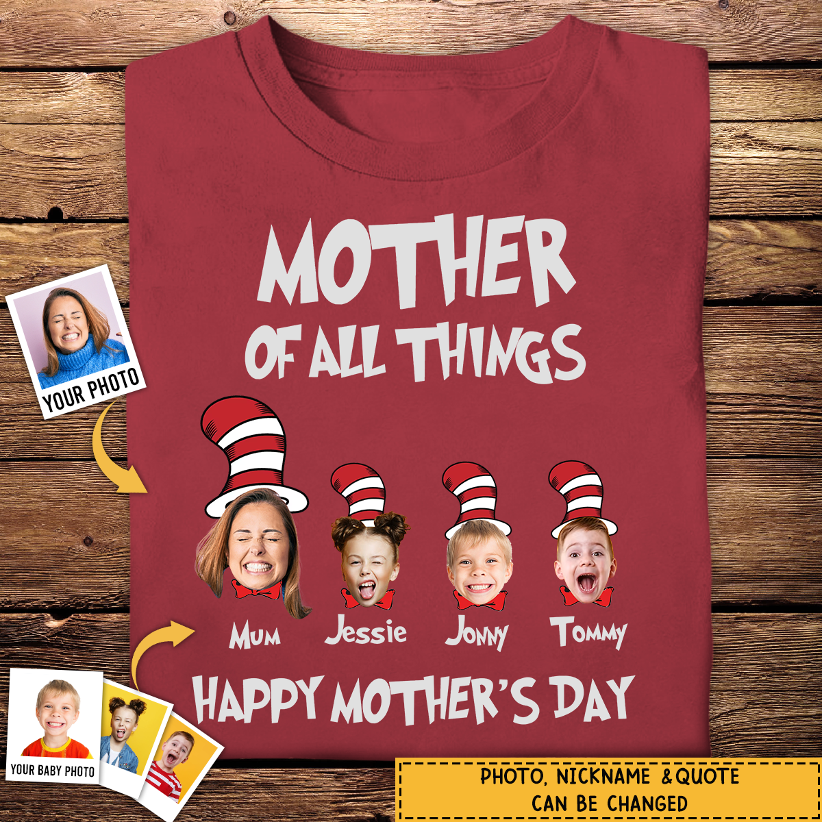 Personalized Custom Picture T Shirts - Mother Of All Things - Best Personal Mother's Day Gifts