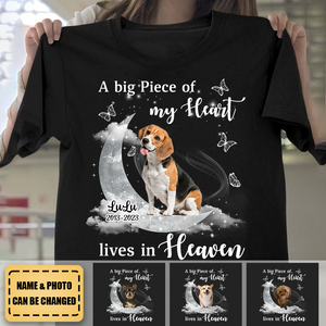 Memorial Upload Photo On Moon, A Big Piece Of My Heart Lives In Heaven Personalized T Shirt