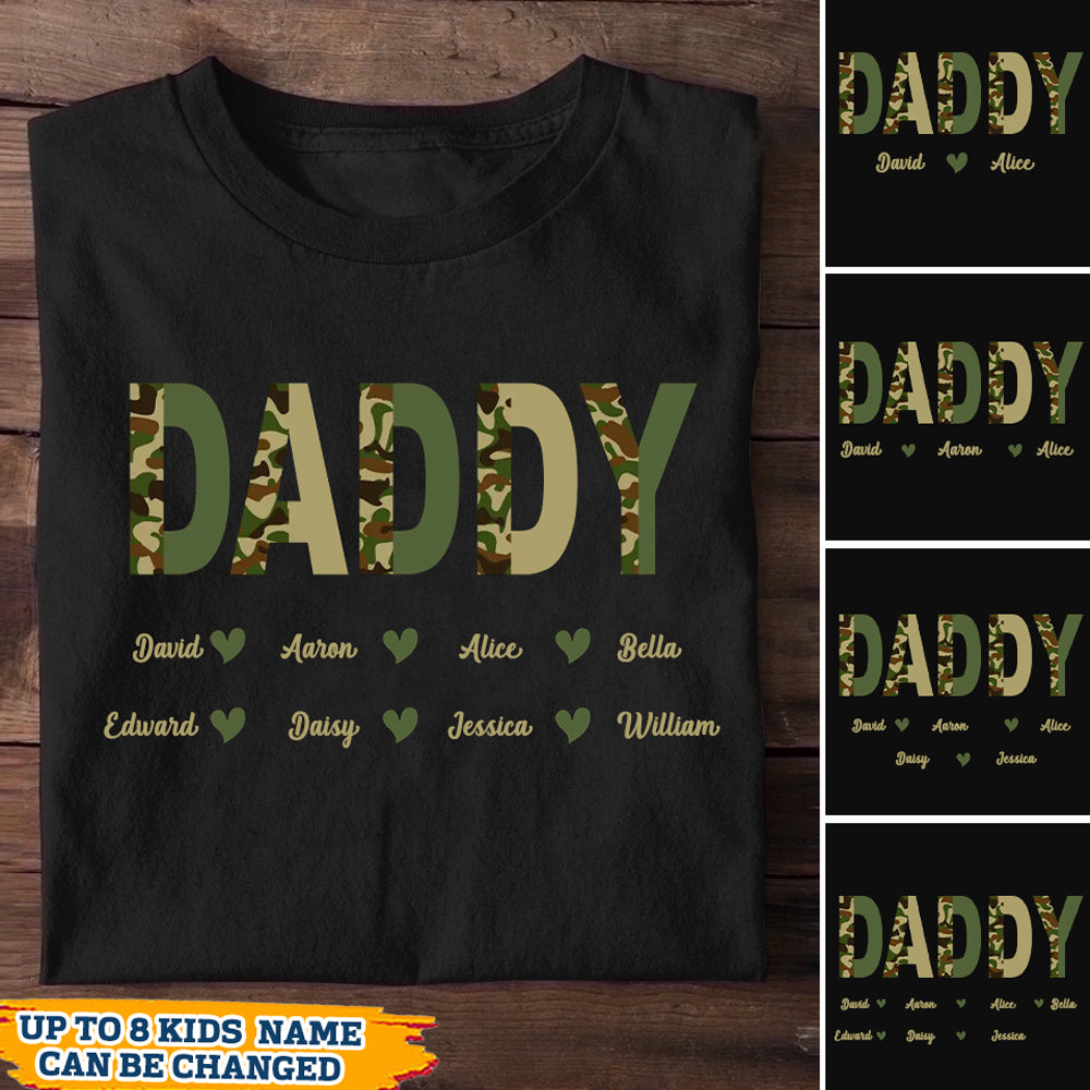 Personalized Daddy Texture Veteran Camo Short Sleeve T-Shirt