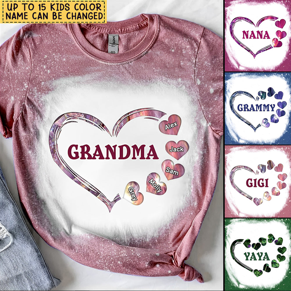 Personalized Sparkling Grandma - Mom With Sweet Heart Kids, Multi Colors 3D T-Shirt