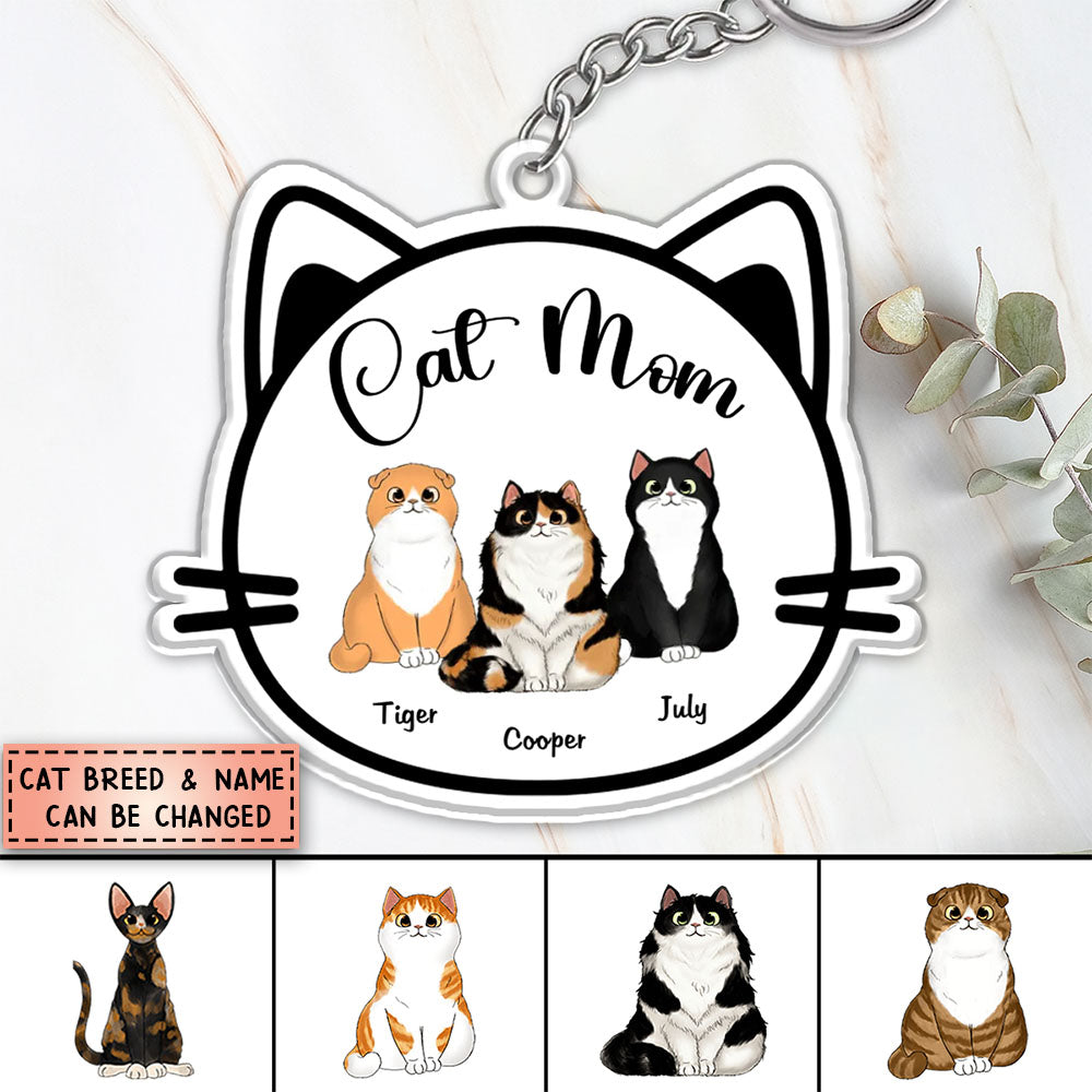 Cat Lovers Cat Mom Personalized Acrylic Keychain