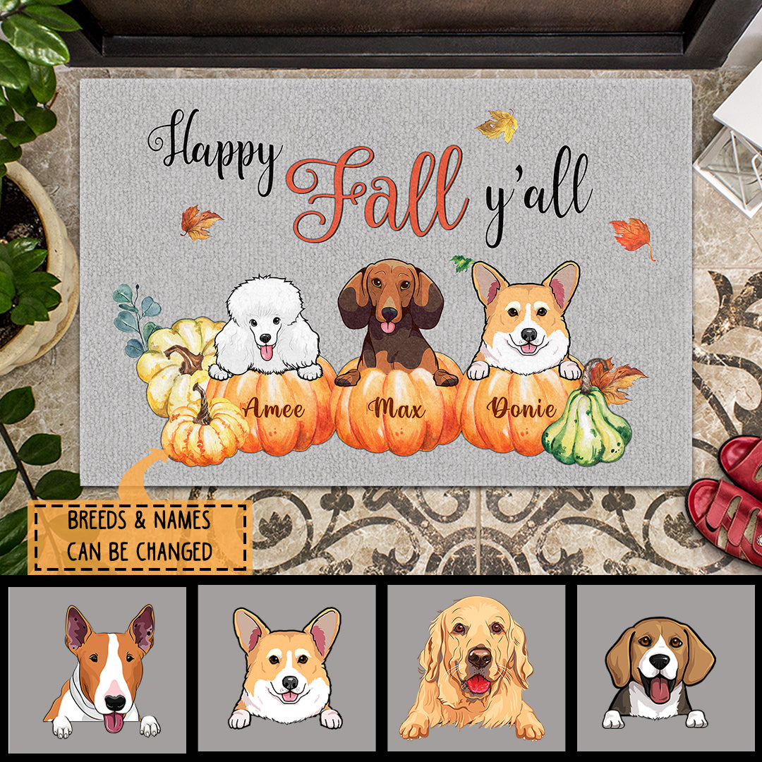 Maple Leaves & Pumpkin Gift For Dog Lovers Personalized Custom Doormat