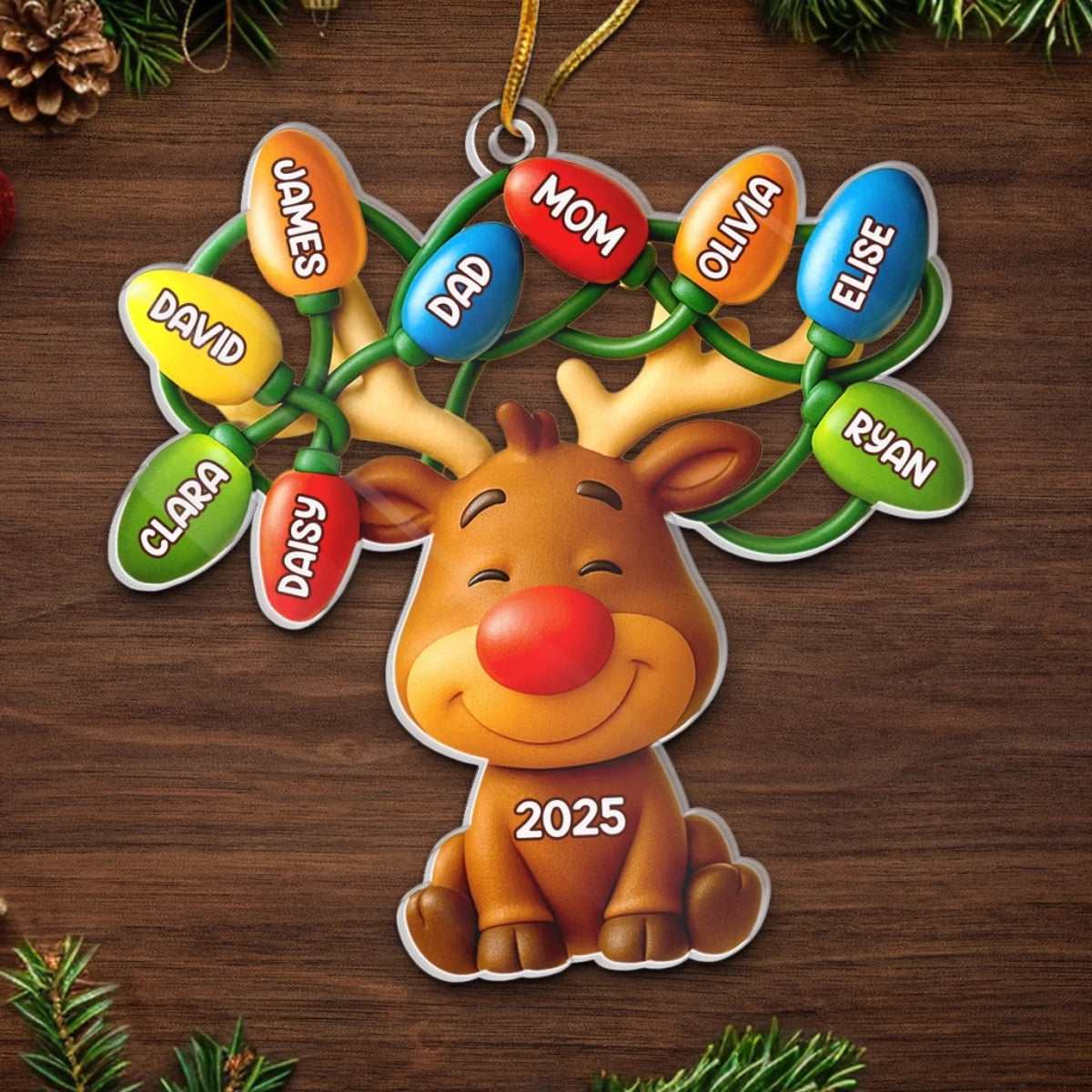 Our Reindeer Crew Personalized Christmas Acrylic Ornament Gifts For Mom, Dad, Kids