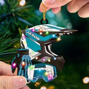 Custom Motocross Gear Ornament, Arcrylic Christmas Ornament, Helmet Gloves Goggles Decor