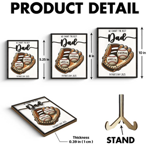 Personalized 2-Layered Wooden Plaque, Father’s Day Gift We Caught The Best Dad Baseball, Softball