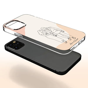 Simple Line Drawing Couple Personalized Clear Phone Case, Gift For Couples