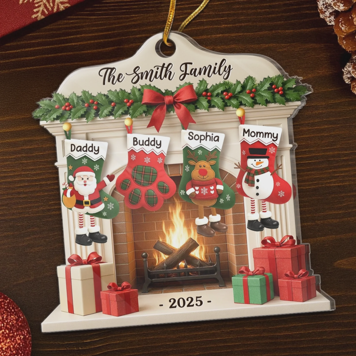 Christmas Glows Where Hearts Gather Personalized Acrylic Ornament Birthday Gifts