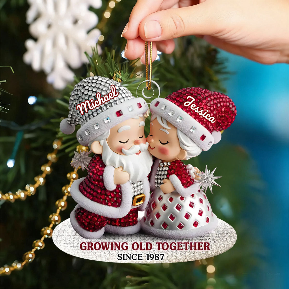 Custom Acrylic Ornament - Personalized Anniversary Christmas Wedding Gifts For Husband And Wife, Him And Her - Together, Always Merry