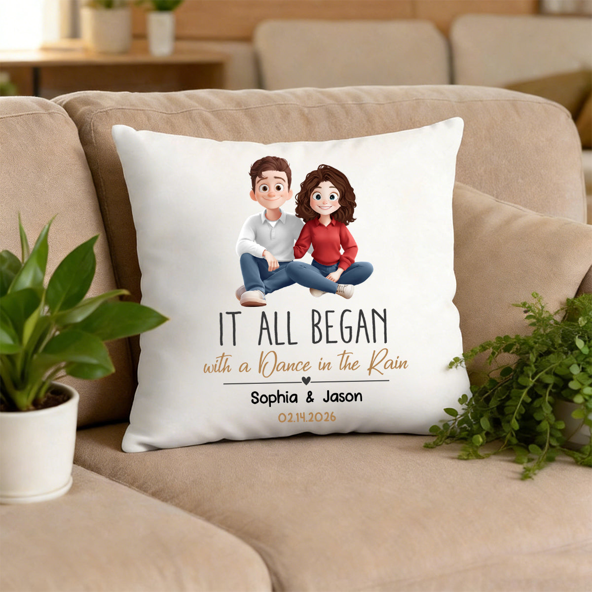 It All Began Couple Gift For Valentine Anniversary - Personalized Pillow