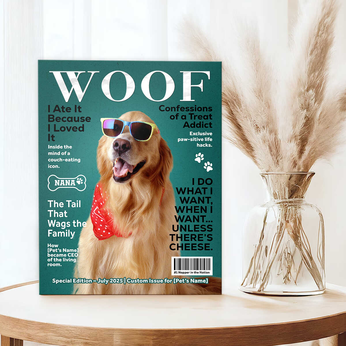 Personalized Custom Pet Magazine Cover Canvas, Custom Pet Portrait, Pet From Photo