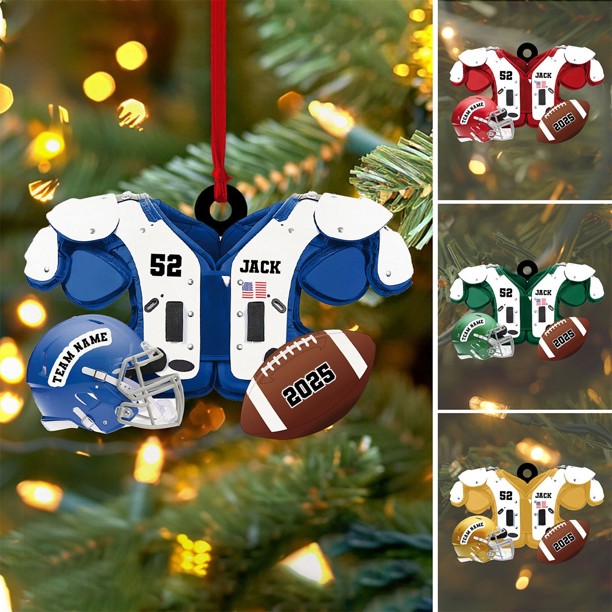 Personalized American Football Christmas Acrylic Ornament Gift for Son, Husband, Boyfriend