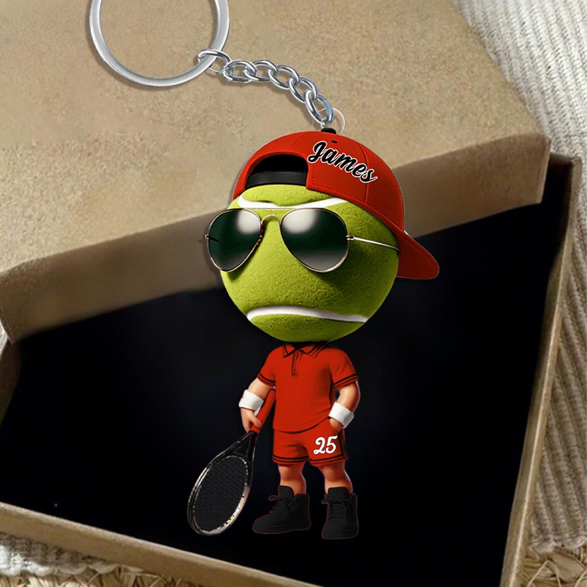 Cool Tennis Player Custom Name Personalized Tennis Keychain, Gift For Tennis Lover