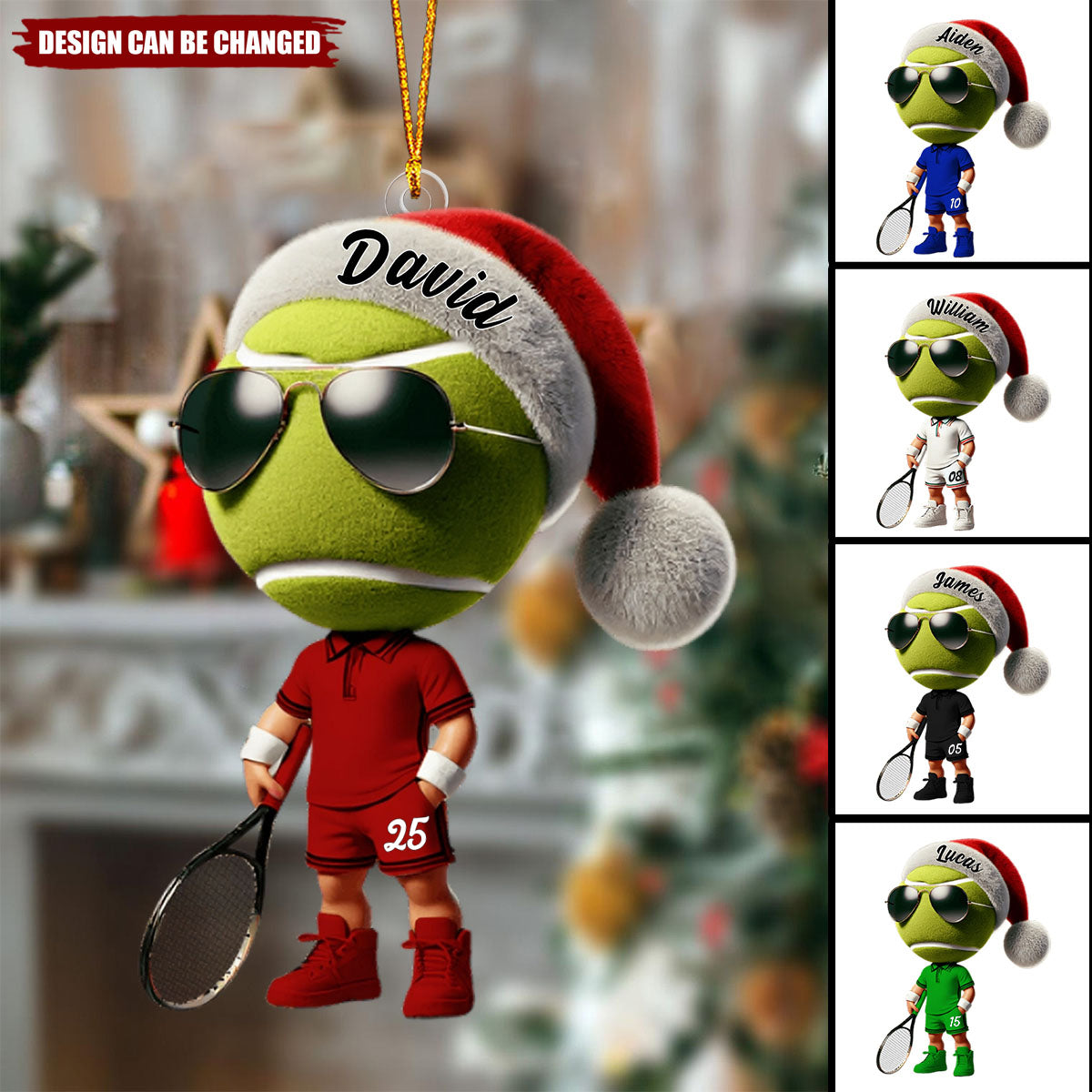 Cool Tennis Player Christmas Ornament, Personalized Acrylic  Ornament