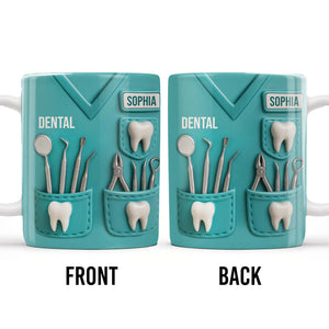 Personalized Dental Coffee Mug Featuring Dental Equipment Designs Gift For Dentists