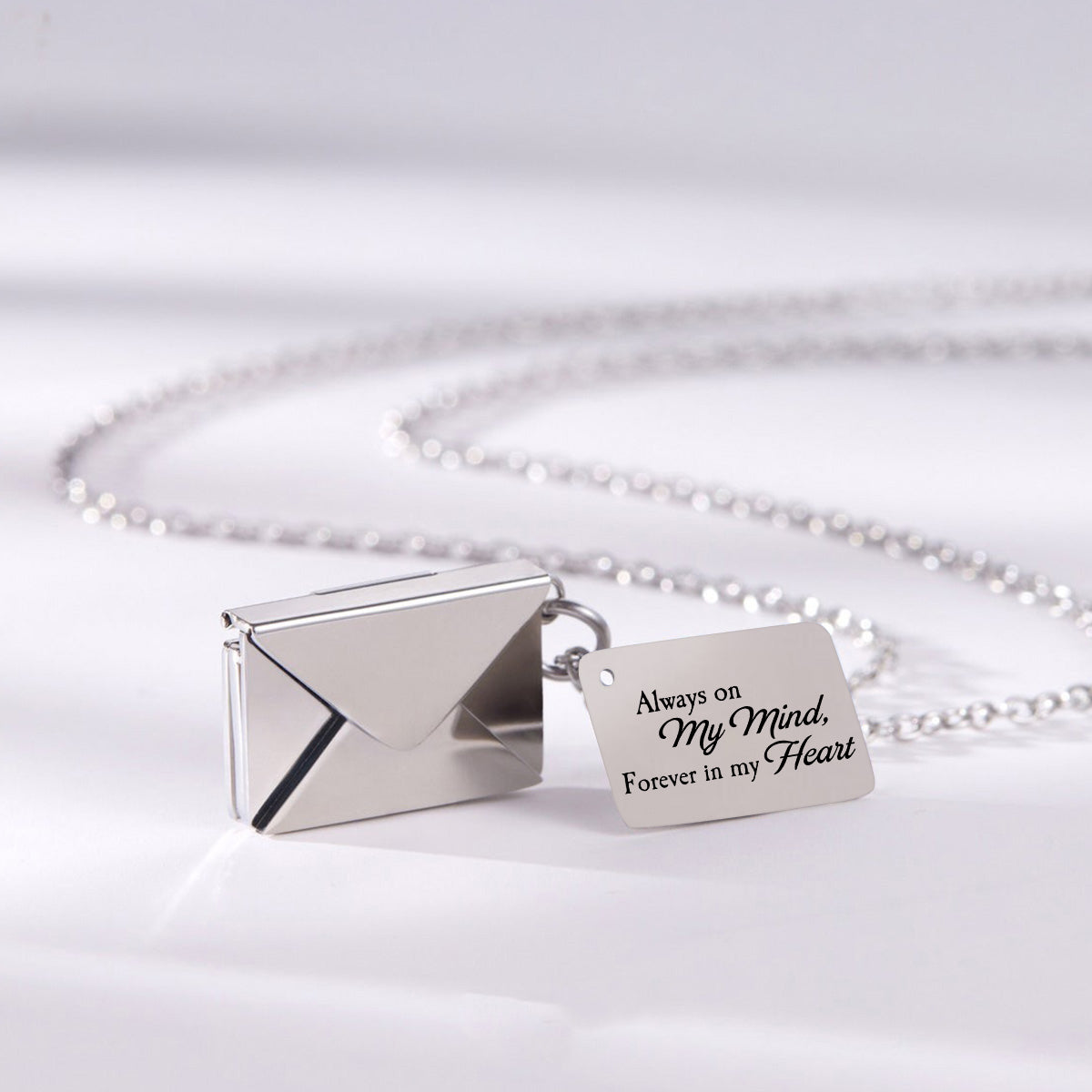I am always with you - Personalized Memorial Photo Envelope Locket Necklace