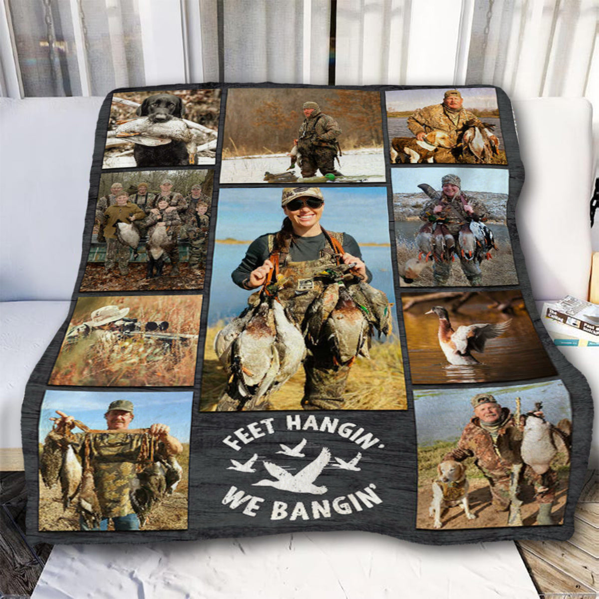 Duck Hunting Photo Collage Blanket, Personalized Gift For Duck Hunter, Duck Hunting Gifts For Dad, Husband, Grandpa, Son