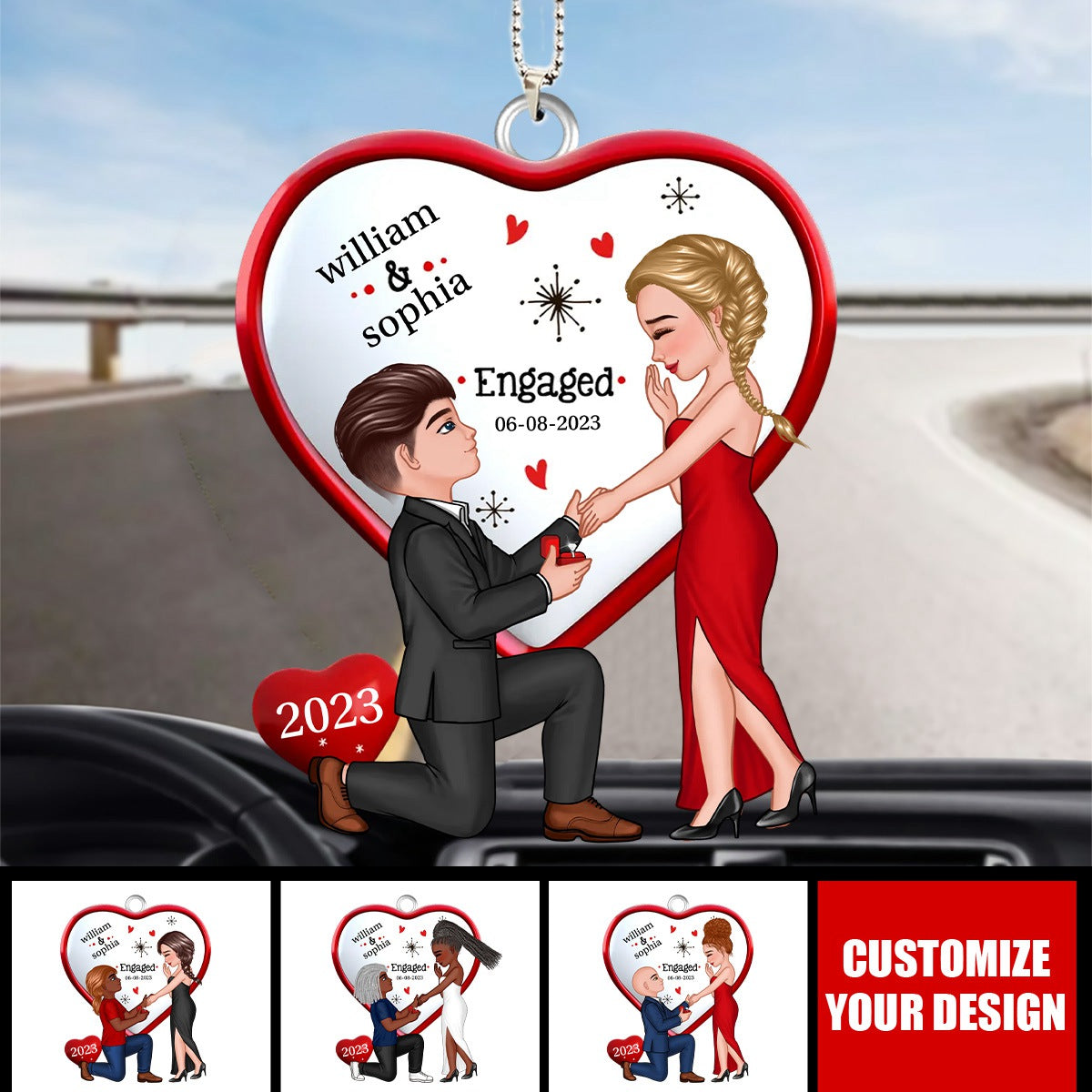 Keepsake Proposal Memory Engagement Couple Personalized Acrylic Ornament