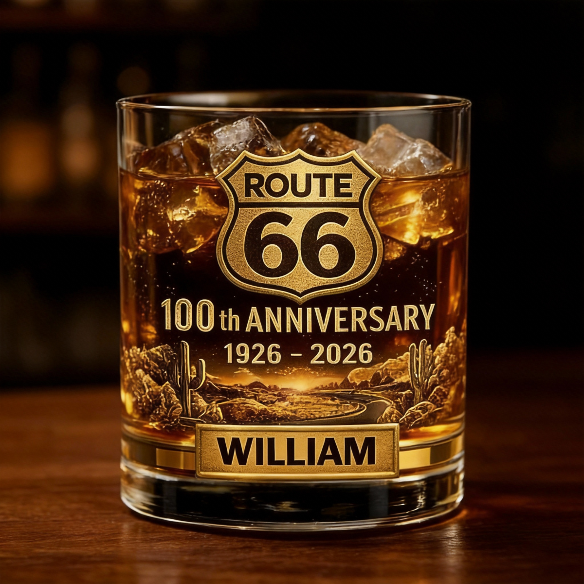 Route 66 100th Anniversary - Personalized Whiskey Glass