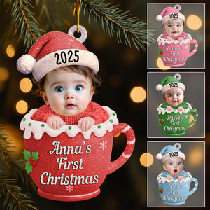 Baby's First Christmas Cup - Personalized Custom Photo Acrylic Ornament