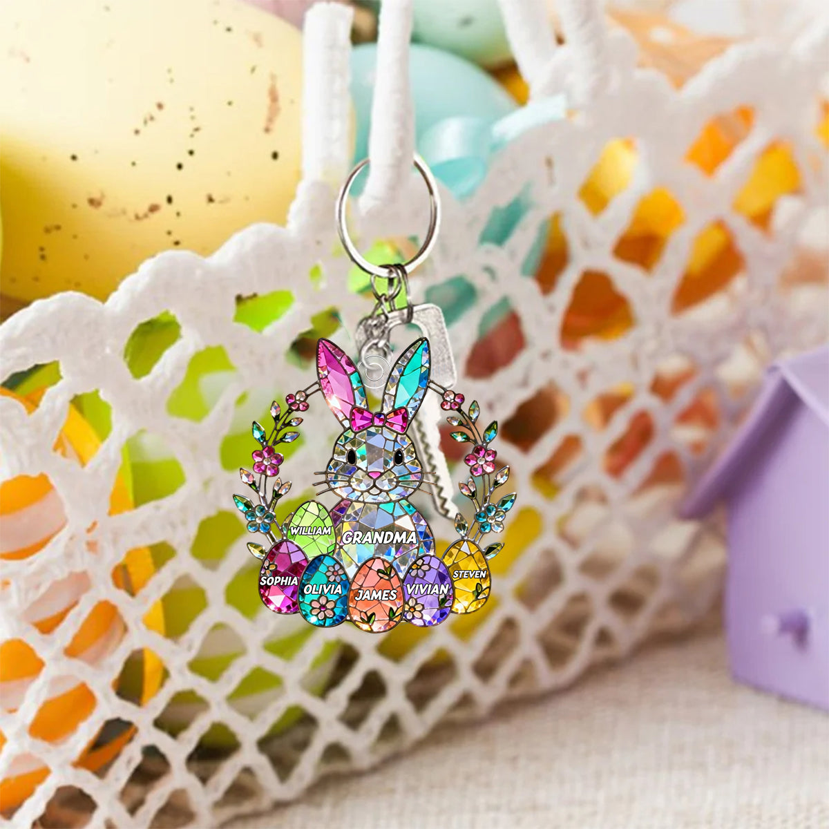 Personalized Easter Gifts For Grandma Cute Bunny Keychain