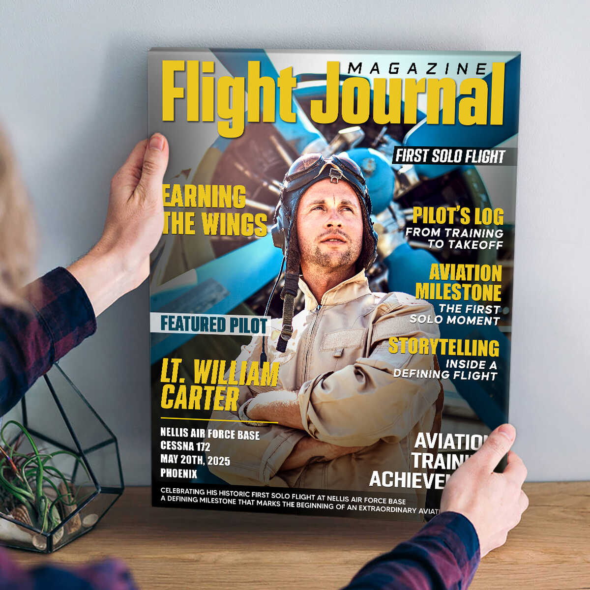 Personalized Flight Journal Magazine Cover Canvas, Gift For Pilot, Aviation Gift, Unique Gift For Aviation Lovers