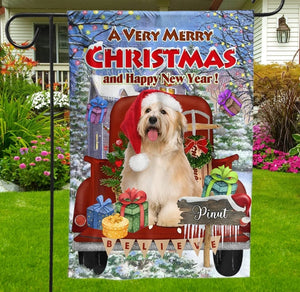 Christmas Personalized Pet Photo And Name Flag Christmas Gift, Gift For Pet Lovers