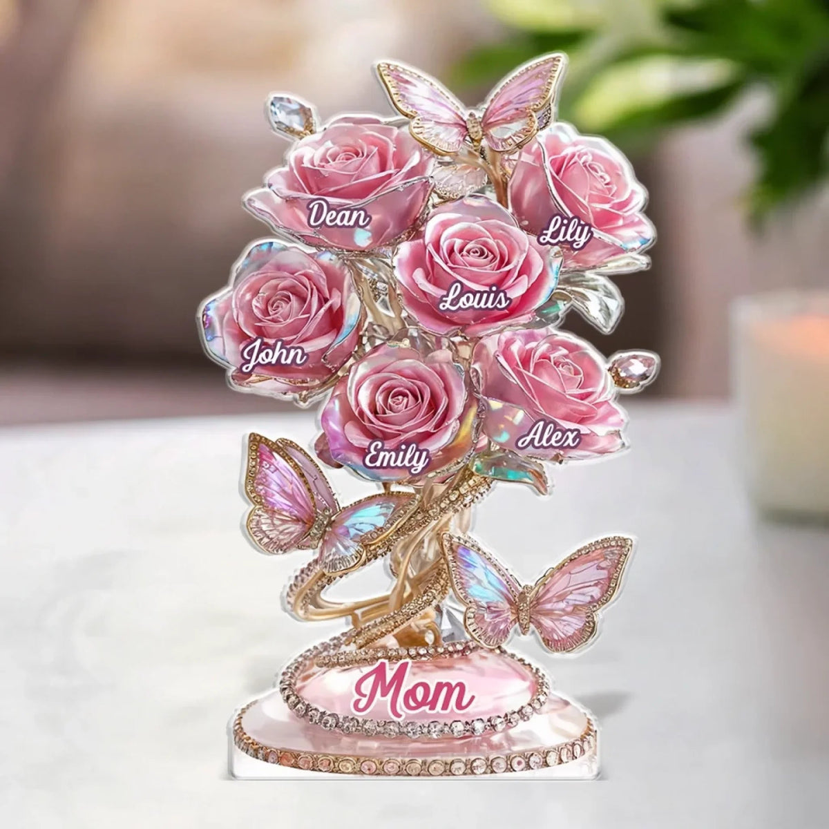 Each Rose Holds A Piece Of Your Heart - Family Personalized Acrylic Plaque - Mother's Day Gift