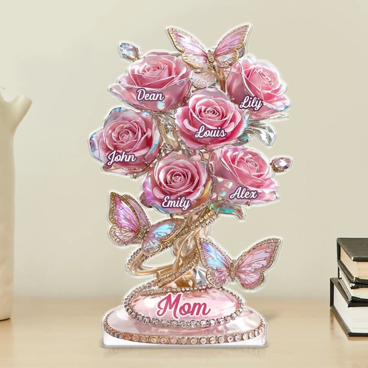 Each Rose Holds A Piece Of Your Heart - Family Personalized Acrylic Plaque - Mother's Day Gift