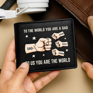 You’re My World, My Heart - Family Personalized Double-Sided Printed Leather Wallet - Father's Day, Gift For Dad, Grandpa